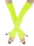 Neon Yellow Green Opera Gloves, Long Arm Warmers, Costume Dance