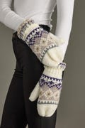 White, Purple & Taupe Patterned Mittens | Fleece Lined Mittens | Patterned Mittens | Women's Mittens | Winter Mittens | Game Day Mittens