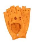 Orange Nappa Leather Fingerless Driving Gloves: Retro Racer Style