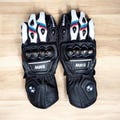 BMW Motorrad Motorbike, Motorcycle, Black white Cowhide Leather Racing Gloves with CE Approved Armors for Men and Women