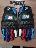 BMW M Logo MOTOGP Motorbike Racing Leather Gloves - Made In Genuine Cowhide Leather - With Free Shipping