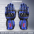 Suzuki GSX-R Motorcycle Racing Blue Leather Gloves, Suzuki Motorcycle Gloves, Suzuki Motorbike Race Gloves, Premium Leather for Men & Wome