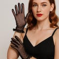 Vintage Black Sheer Whimsy Goth Old Hollywood Wrist Gloves OS