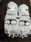 New Alpinestars GP Pro Racing Gloves – Motorcycle Protective Gear – White KangarooCowhide Leather motorbike Glove – Track, Street Use