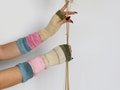 Knit wool arm warmers fingerless gloves women's warm gloves pastel ombre green pink blue colorful fall winter wool gloves unique knit mitts