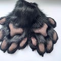 Realistic Black Fursuit Paws with Brown Paw Pads, Handmade Animal Paw Gloves