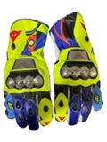 Dainese Style Gloves Motorbike/Motorcycle In Kangaroo With Kevlar /Cowhide With Fleece Leather|Blue & Yellow Racing Gloves