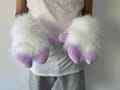 Squeaky Furry Hooves Hand Paws, White Cosplay Fursuit Hooves Paws, Sheep Hooves Paws For Halloween Costume Party