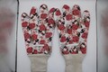 Red Rose Cotton Garden Gloves PVC Grip Machine Washable