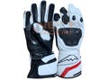 Kushitani Motorbike Racing Leather Gloves in White, Black, and Red colors