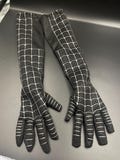 SpiderMan Screen Printing Gloves: Long Black Tobey Cosplay Gloves Hand Accessories, Superhero Halloween Costume Prop