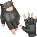 MC Gear Supply Aniline Goat Leather Gloves – Fingerless Motorcycle Gloves with Perforated Action and Gel Palm
