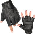 MC Gear Premium Leather Motorcycle Gloves for Men Fingerless Biker Gloves with Gel Palm and Wrist Strap