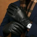 Men's Sheepskin Leather Gloves – Touchscreen Driving Gloves for Winter – Silk Lined Black Gloves for Outdoor & Daily Use