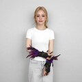 Pair of Feather Wrist Cuffs, Gothic Feather Gloves, Halloween Costume Accessories, Festival Feather Arm Cuffs, Cosplay Wristbands