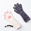 White Cat Paw Gloves Cosplay Accessories with Pink Paw Pads and Claws, Fluffy Animal Costume Paws for Halloween and Dress Up