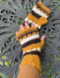 Fingerless Alpaca Gloves: Mustard, Brown, White