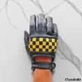Stylish Genuine Leather Gloves Full Finger Checkerboard Black Yellow, Leather Gloves, Genuine Leather, Winter Gloves, Driving Gloves