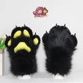 Black Fursuit Handpaws | Cat Handpaws | Cat Paws | Puppy Paws | Tiger Paws| Soft Faux Fur Gloves For Cosplay| Convention Costume Accessories
