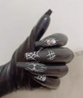 Black Latex Cosplay Gloves with Black Nails – Halloween Costume Latex Hands