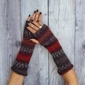 Hand Knit Wool Fingerless Gloves: Colorful Winter Arm Warmers