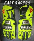 VR/46 Motorbike MOTOGP Racing Leather Gloves - Made In Genuine Cowhide Leather - With Free Shipping
