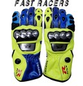Suzuki GSXR Motorbike MOTOGP Racing Leather Gloves - Made In Genuine Cowhide Leather - With Free Shipping
