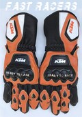 KTM Motorbike MOTOGP Racing Leather Gloves - Made In Genuine Cowhide Leather - With Free Shipping