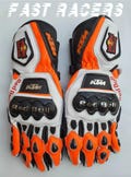 KTM Motorbike MOTOGP Racing Leather Gloves - Made In Genuine Cowhide Leather - With Free Shipping