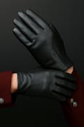 Men’s Black Genuine Leather Gloves – Classic Warm Lined Winter Gloves for Driving, Riding & Formal Wear