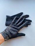 Driving gloves black 60’s vintage leather and fabric mod