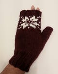 Woman's Snowflake Fingerless Gloves, Handmade Knit, color grape, winter gloves, Lady mittens, warm mittens, unique mitts