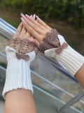 Hand Crochet Fingerless Gloves: Batik Yarn Lace Mittens
