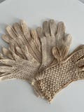 1950s beige handcrochet gloves set of 4