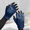 Rush Half Finger Genuine Leather Motorcycle Gloves Optimal Ventilation,Genuine Leather,Winter Gloves,Driving Gloves,Fashion Gloves