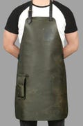 Green Leather Apron with Tool Pockets
