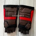 Handcrafted Brown Leather Motorcycle Gloves with Red Accents - Unisex Armored Riding Gloves | Cosplay and Outdoor Adventure Gear |