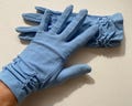 Baby Blue gloves short 7.5 vintage 50's 60's gathered detail