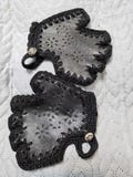 Leather driving fingerless gloves woman