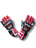Ducati Racing Motorcycle Leather Gloves – Red, White & Black