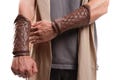 Brown Quilted Arm Bracers – Medieval Leather Look Wrist Guards for Cosplay, Renaissance Faire, LARP & Festival Fashion