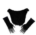 Black Beast Combo Gloves & Fur Collar Adult Ape Gorilla Costume Accessories