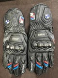 BMW Motorrad Motorbike Racing Leather Gloves, Cow Leather Racing Gloves: Motorbike Protection, Hand made Gloves Black