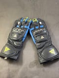 Black Blue Yellow Dainese Style Leather Motorcycle Racing Gloves | Sportbike Track Riding Protective Biker Gloves Men