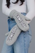 Light Gray Game Day Mittens | Game Day Mittens | Fleece Lined Mittens | Neutral Mittens | Winter Mittens | Tailgating Mittens | Gray Mittens