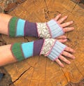 upcycled warm wool arm warmers fingerless gloves