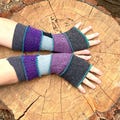 upcycled warm wool arm warmers cozy purple