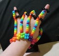 Rainbow kandi skeletal hand