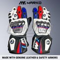 BMW M1000RR Leather Motorcycle Racing Gloves: Knuckle Armor, Reinforced Palm