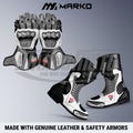 Men Ducati Gray and White Leather Motorcycle Racing Gloves and Boots, Armored, Custom Motorcycle Gears